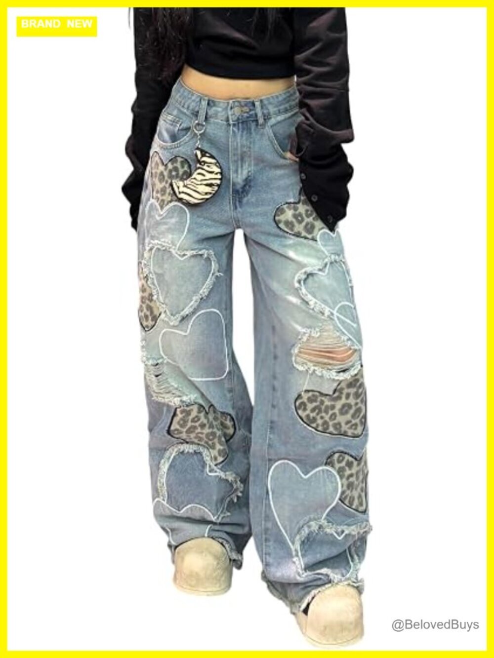 Y2K Hip Hop Baggy Jeans Loose Fit Denim Pants Streetwear Trousers